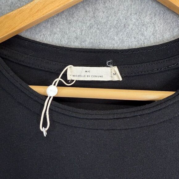 Michelle by Comune Medium Black Blouse‎ Pearl Button Long Sleeve Top Classic - Picture 4 of 13